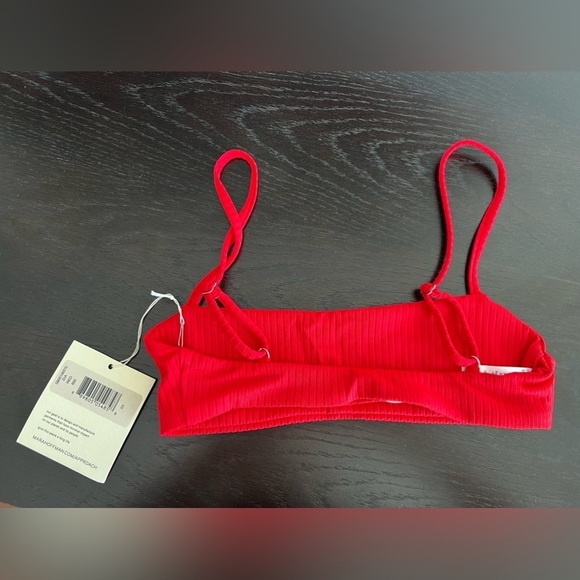 Mara Hoffman Sia Red Ribbed Straight Neck Bikini Swimsuit Top Size XS - Picture 9 of 12
